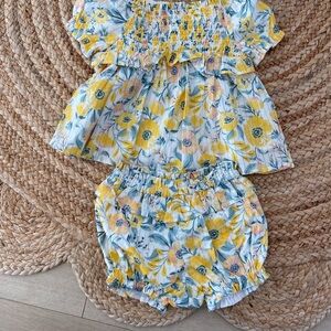 cupcakes & cashmere Yellow and Blue Floral Kids Set